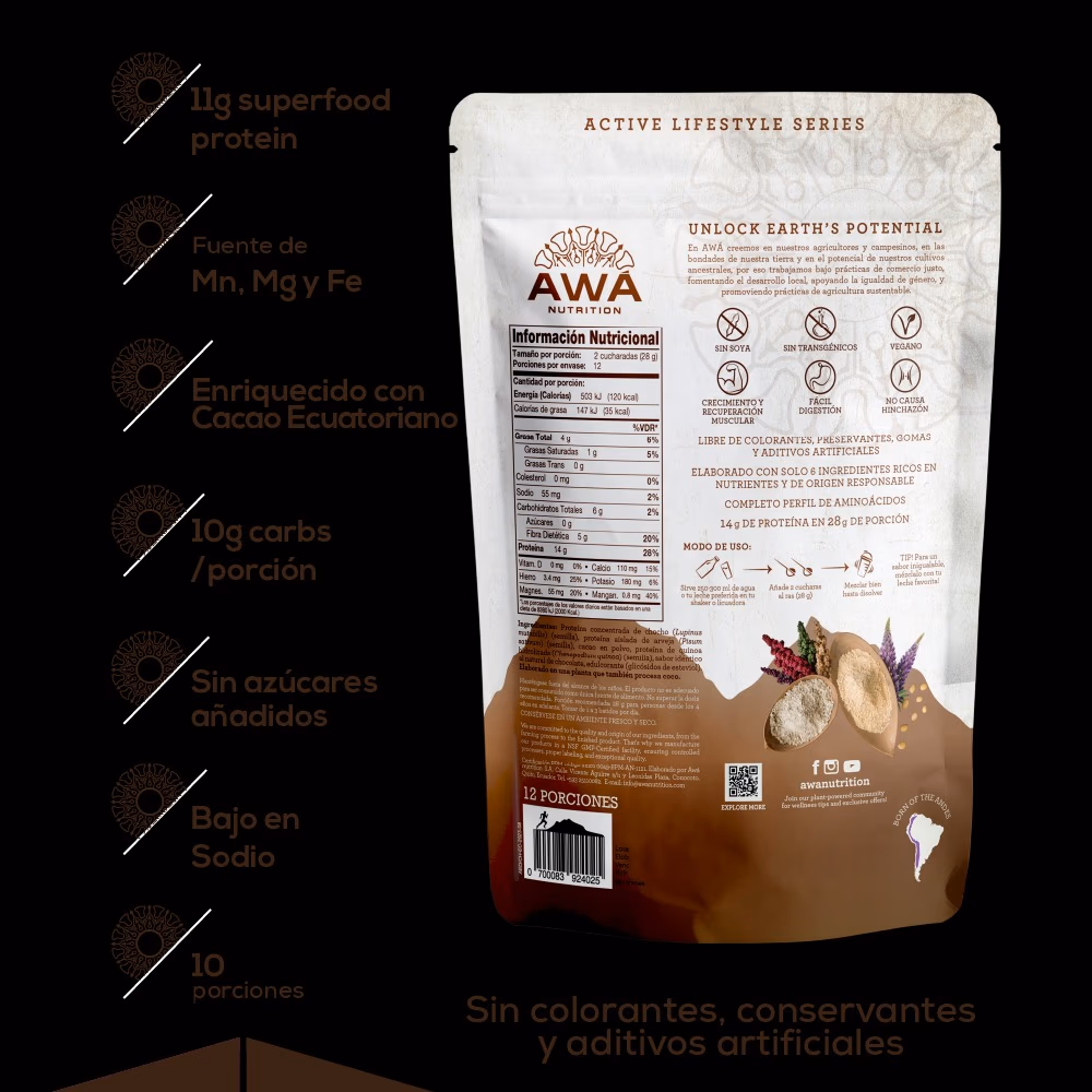 AWA Superfood Protein Smoothie Ecuadorian Chocolate 336g 2