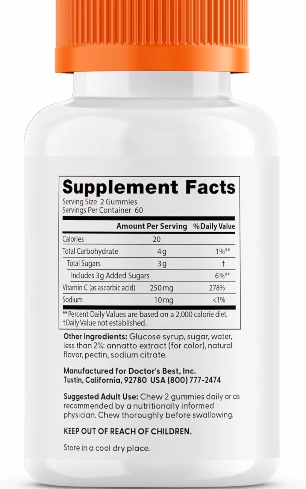 Doctor's Best Vitamin C 250mg, 120 Gummies 2