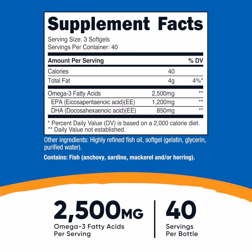 Nutricost Omega-3 2500mg-120 Softgels 2