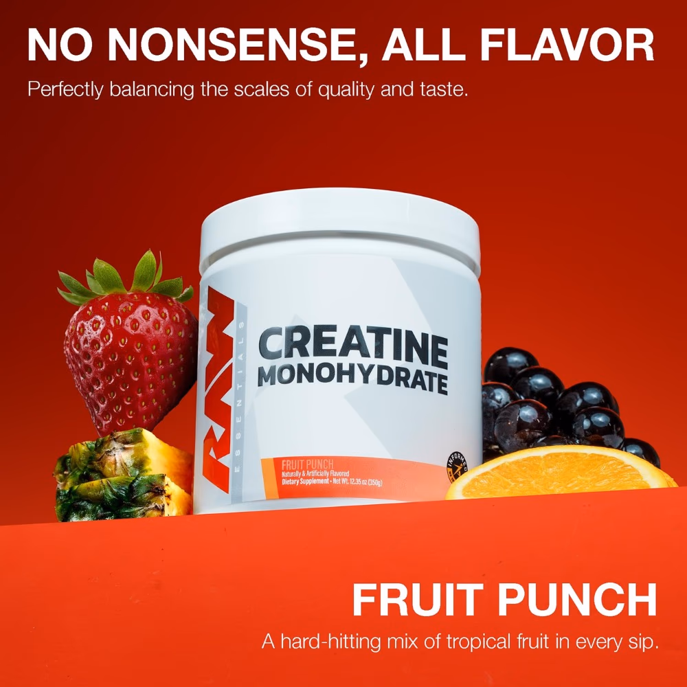 Raw Nutrition Creatine Monohydrate – Fruit Punch (30 Servings) 2