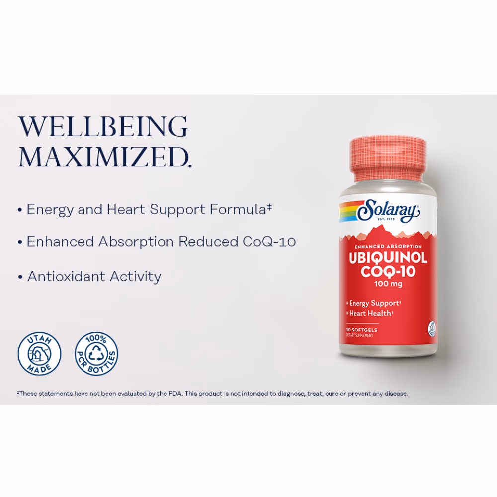 Solaray Ubiquinol CoQ-10 100mg-30 Softgels 3