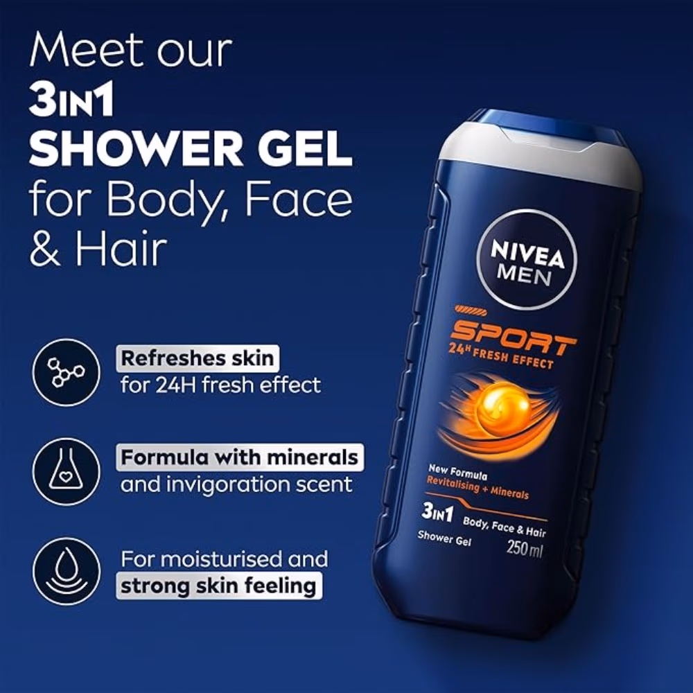 nivea men sport 3 in 1 shower gel 250ml 2