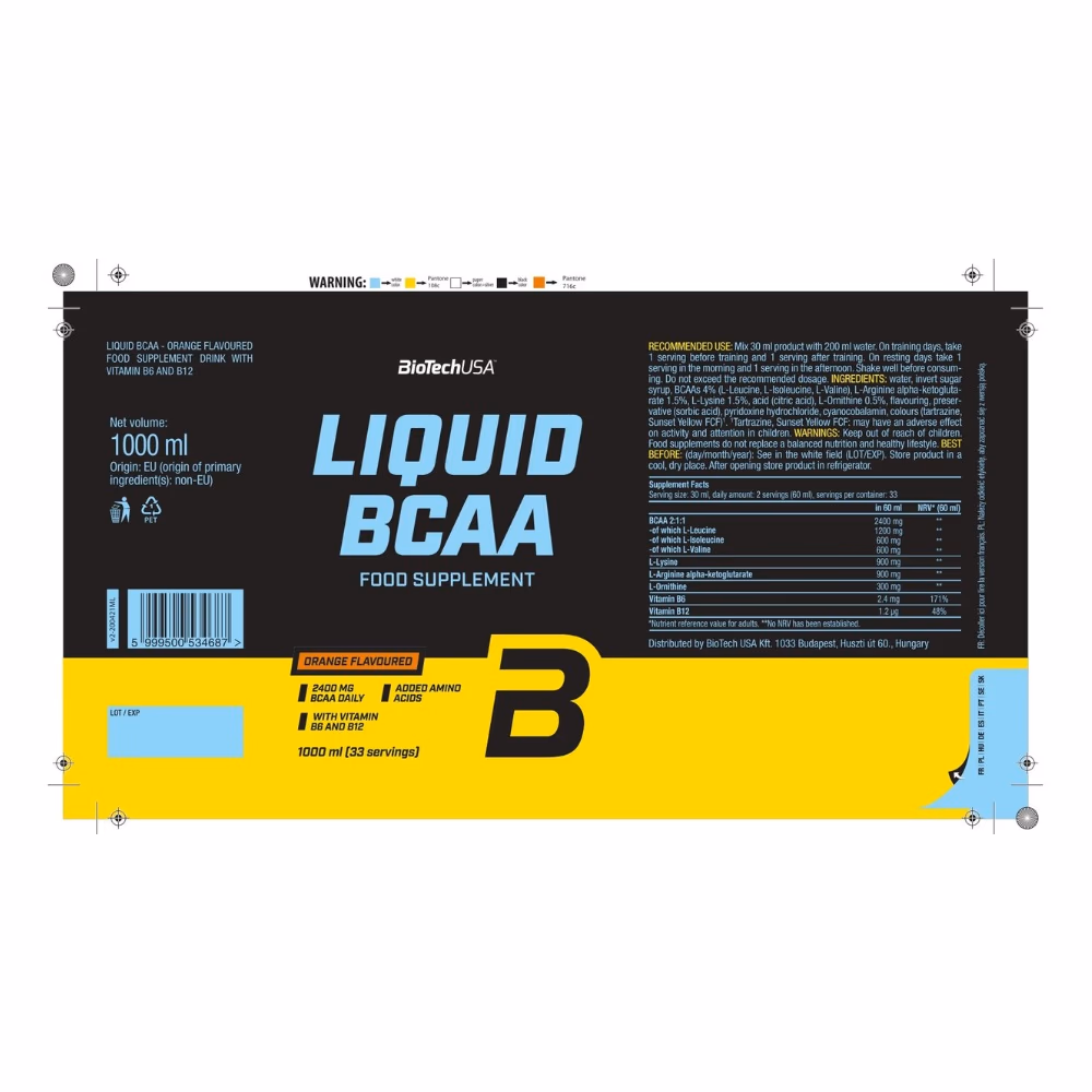 BioTechUSA BCAA Liquid Orange 1000ml 2