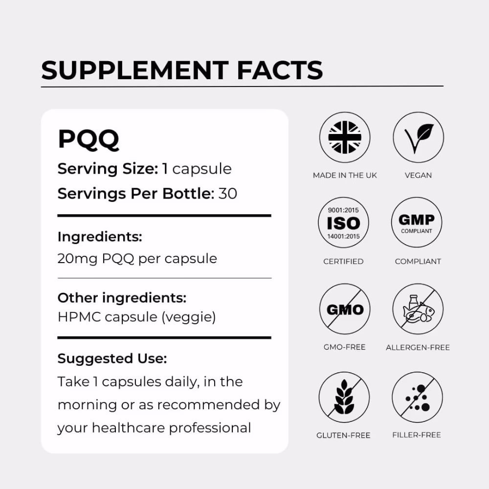 Charava PQQ 20mg 30s – PQQ Cellular Energy Support Supplement 3