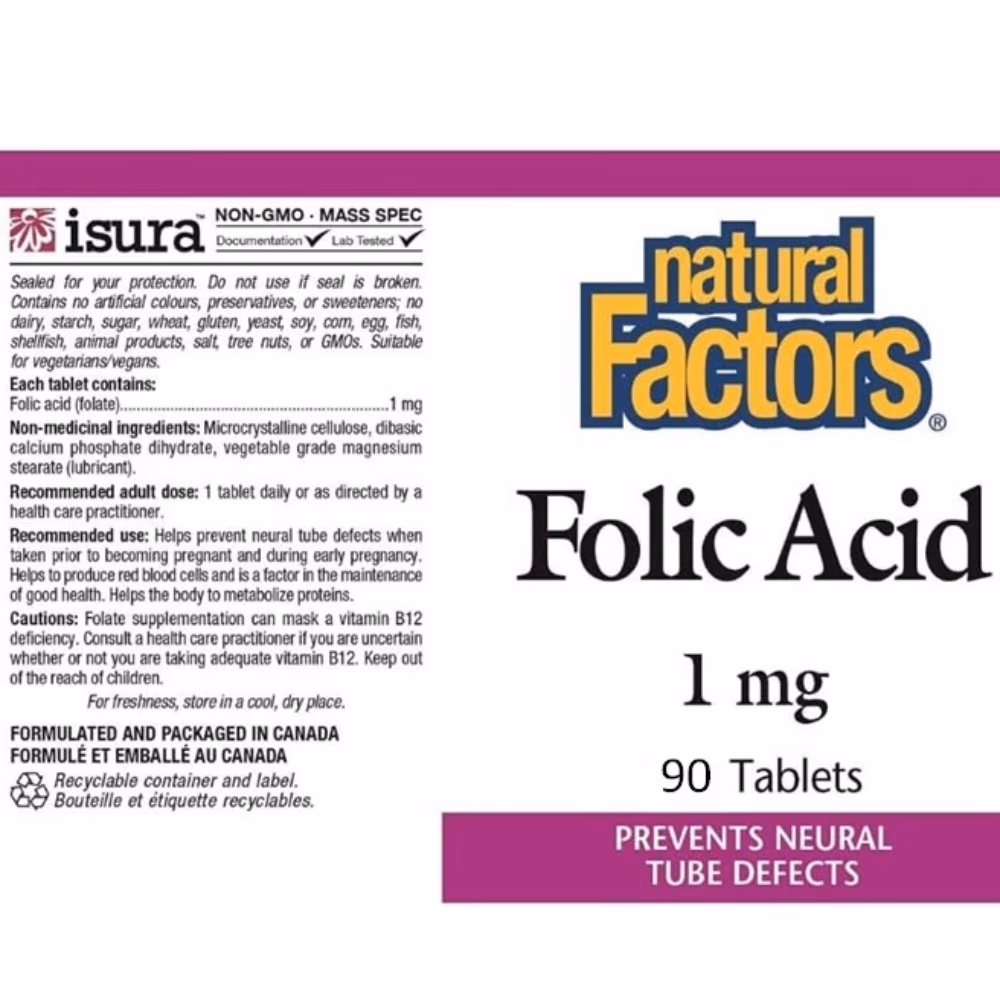 Natural Factors Folic Acid 1mg 90 Tablets 2