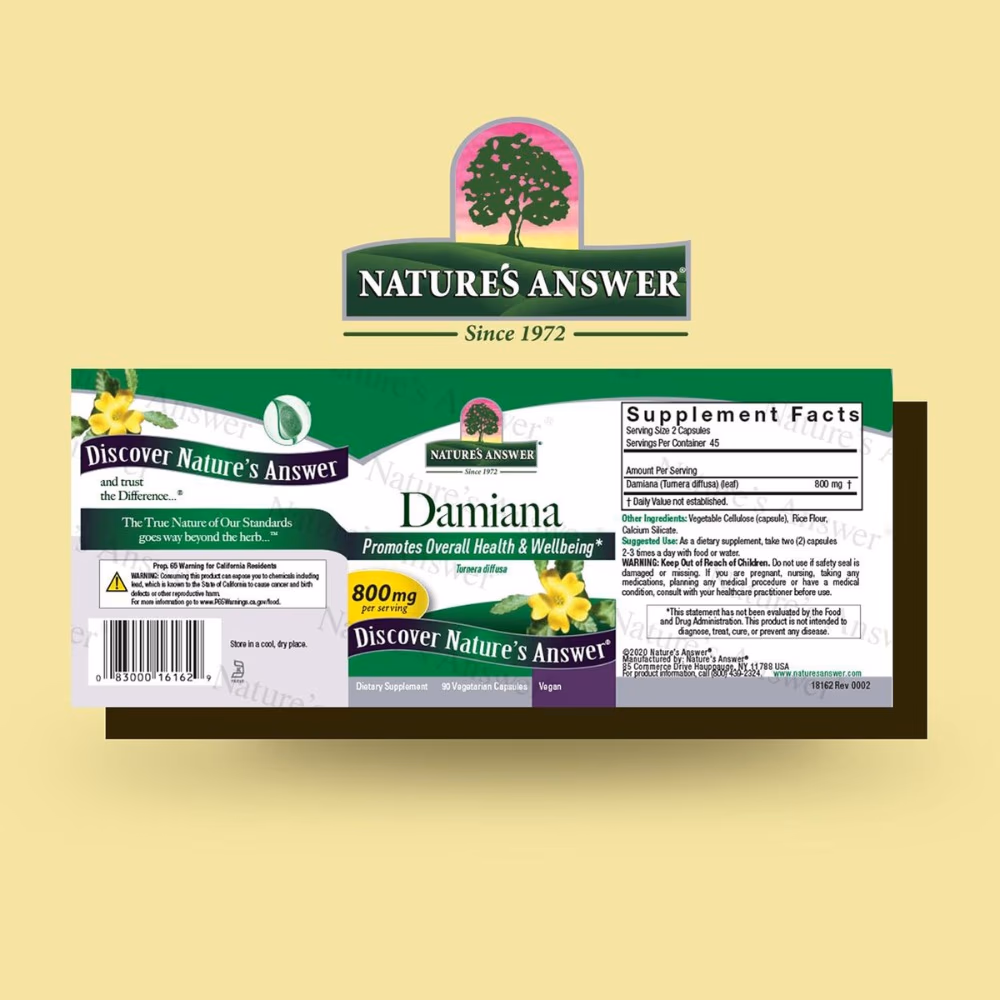 Natures Answer Damiana 800mg – 90 Vegetarian Capsules 3