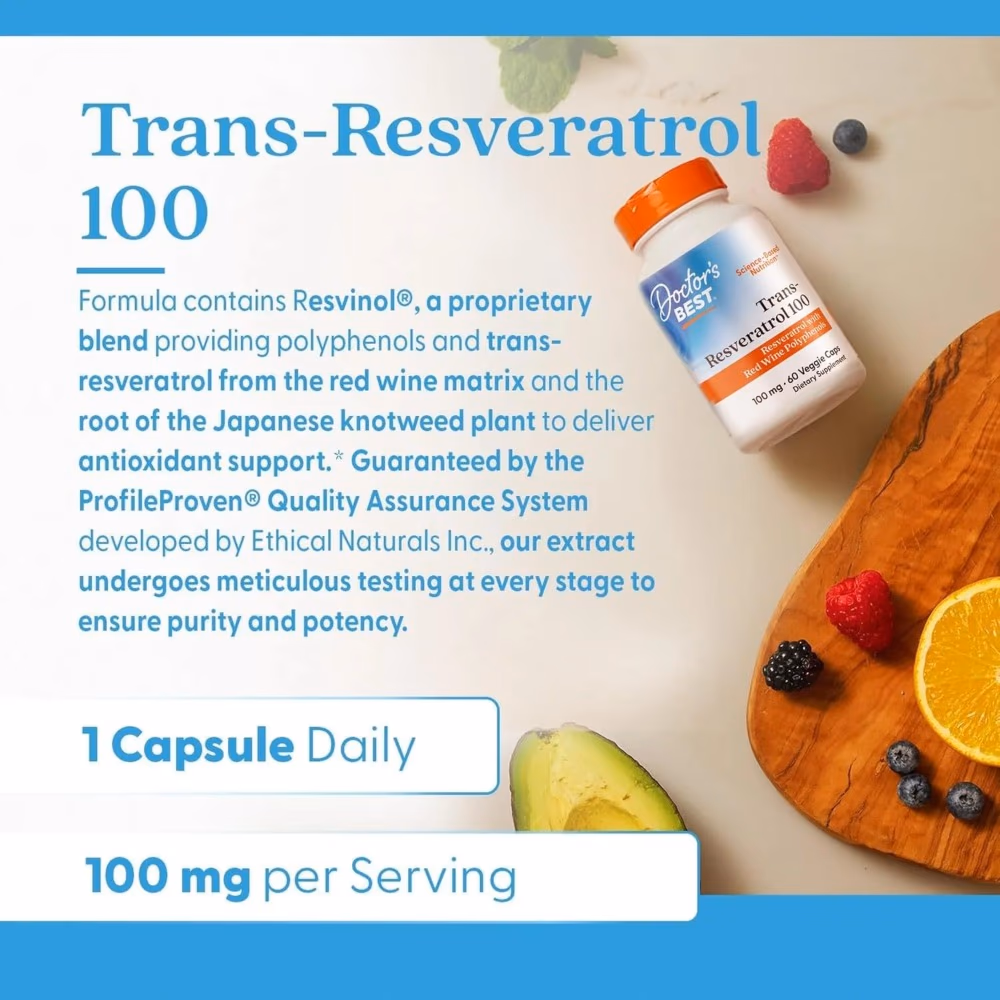 Doctor's Best Trans-Resveratrol 100mg, 60 Vegetarian Capsules 5