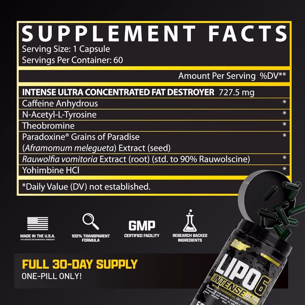 Nutrex Lipo‑6 Black Intense – 60 Fast‑Action Caps 4