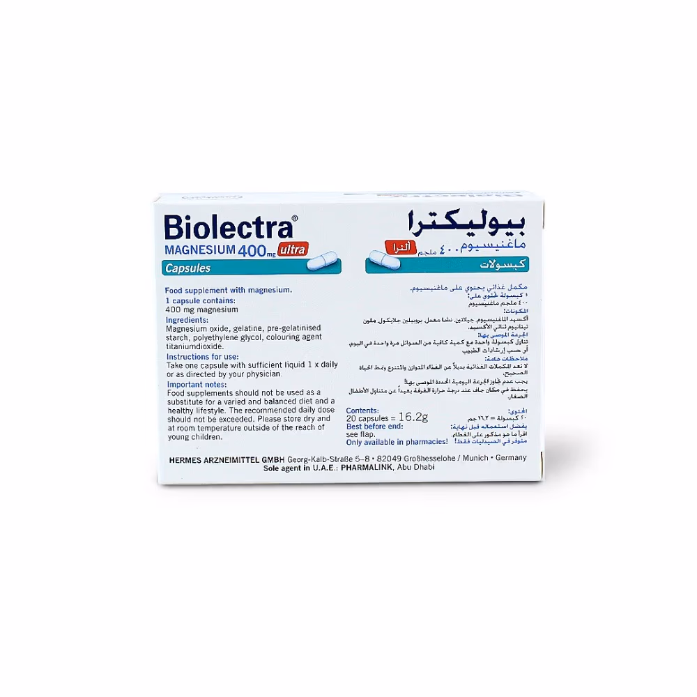 Biolectra Magnesium 400mg 20 Capsules 3