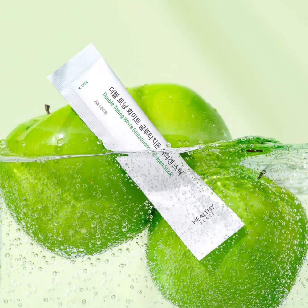 Healthy Place Double Toning White Glutathione Collagen Jelly 14 Sticks - Green Apple Flavor 4