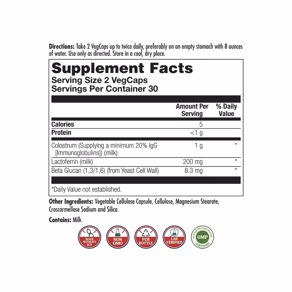  KAL Colostrum Lactoferrin 60 Vegetarian Capsules 2