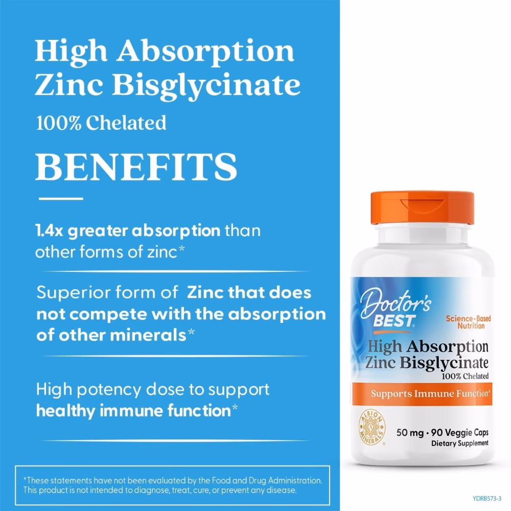 Doctor's Best High Absorption Zinc Bisglycinate 50mg, 90 Capsules 4