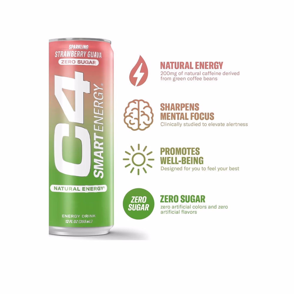 Cellucor C4 Smart Energy RTD Strawberry Guava - 355ml 2