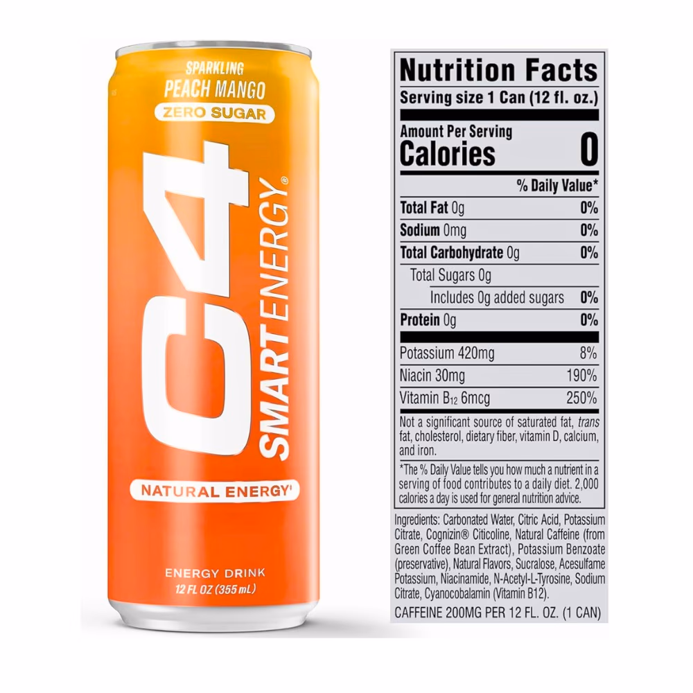Cellucor C4 Smart Energy RTD Peach Mango - 355ml 4
