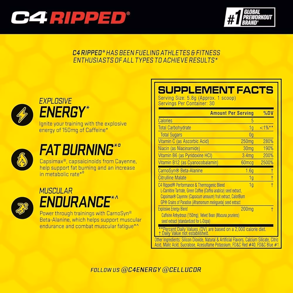 Cellucor C4 Ripped Raspberry Lemonade - 30 Servings 5
