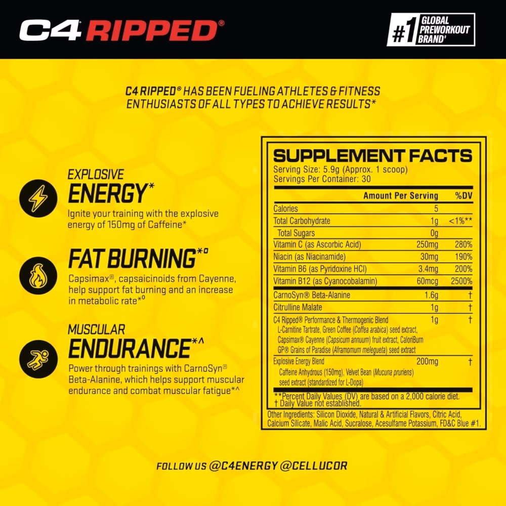 Cellucor C4 Ripped Tropical Punch - 30 Servings 4