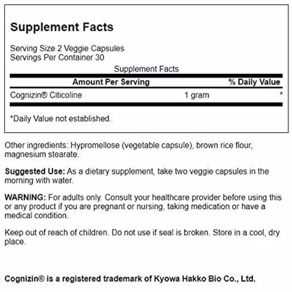 Swanson Cognizin Citicoline 500mg-60 Capsules  3