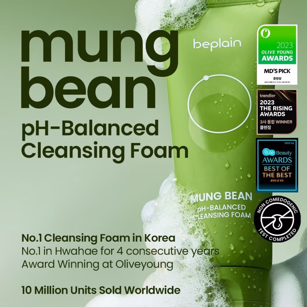 Beplain Mung Bean Ph-Balanced Cleansing Foam 80ml 2