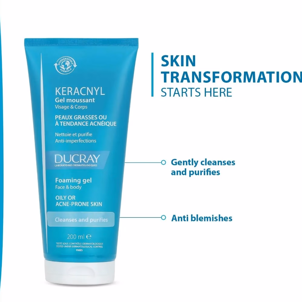 Ducray Keracnyl Foaming Gel Oily Skin - 200ml 3