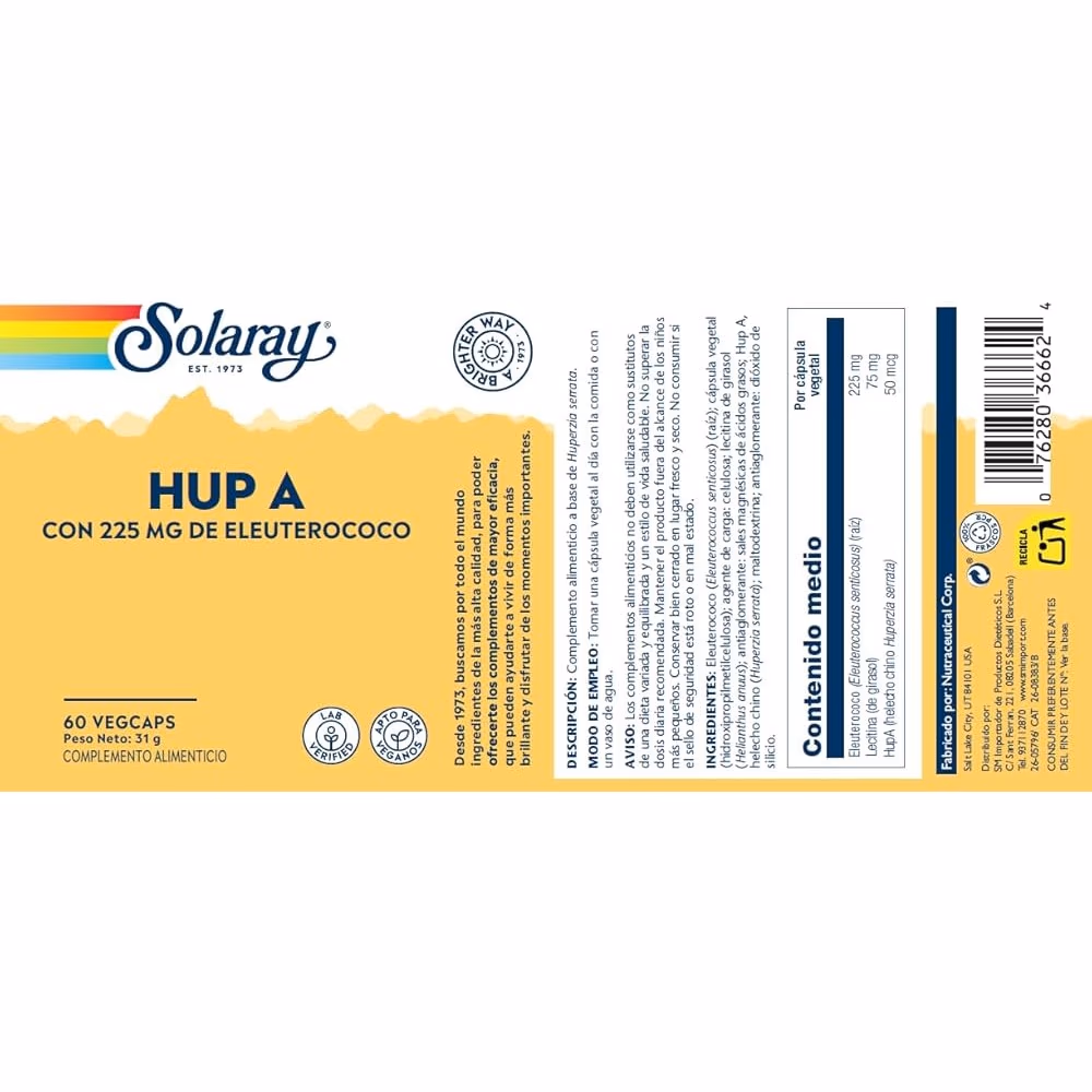 Solaray Huperzine A with Eleuthero 60 Veg Caps 3