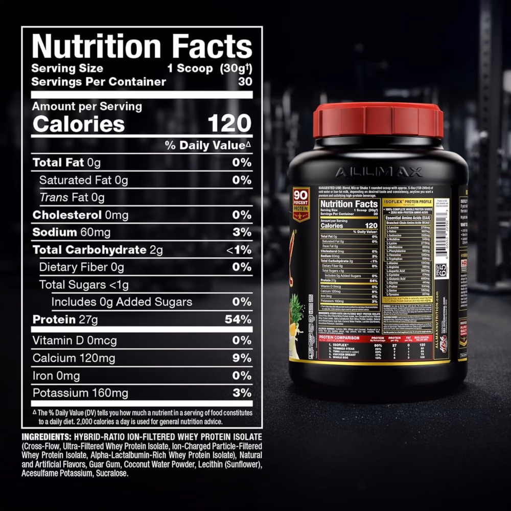Allmax Isoflex Isolated Whey Protein Pineapple Coconut Flavor 2Lb 2