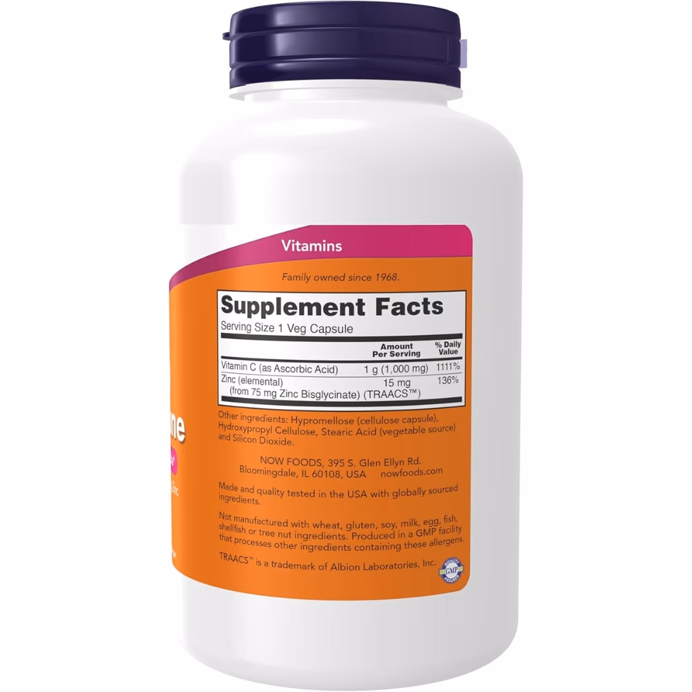 NOW C-1000 Zinc Immune-180 Capsules 2