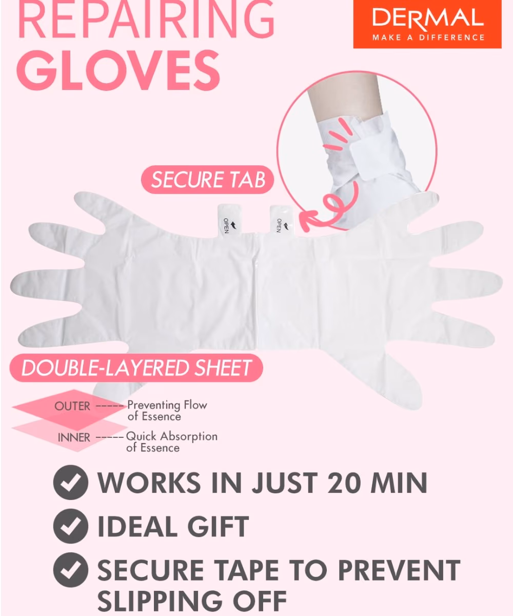 Dermal Moist Full Silky Hand Mask (Peach) 4
