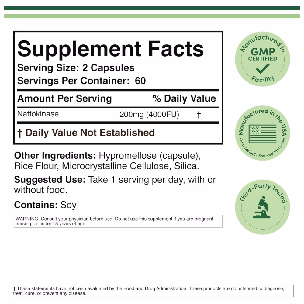 Double Wood Nattokinase 200 mg-120 Capsules 2