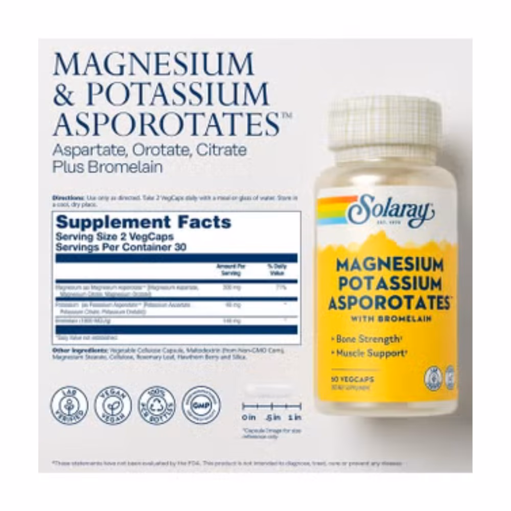 Solaray Magnesium Potassium Asporotates-60 Capsules 2