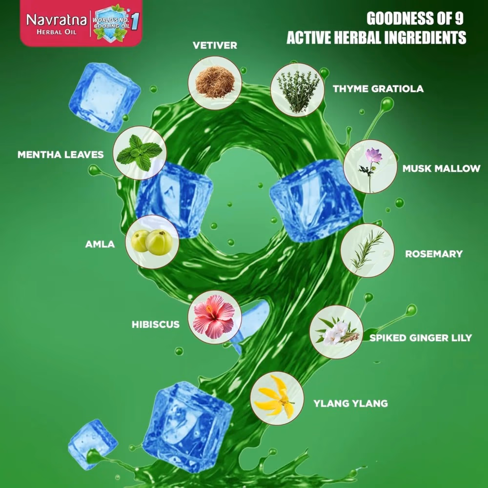 Navratna Extra Cool Herbal Oil 200ml 2