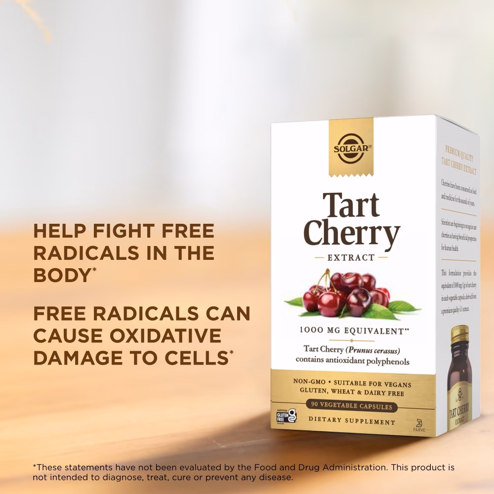 Solgar Tart Cherry Extract 1000mg 90 Veg Capsules 3
