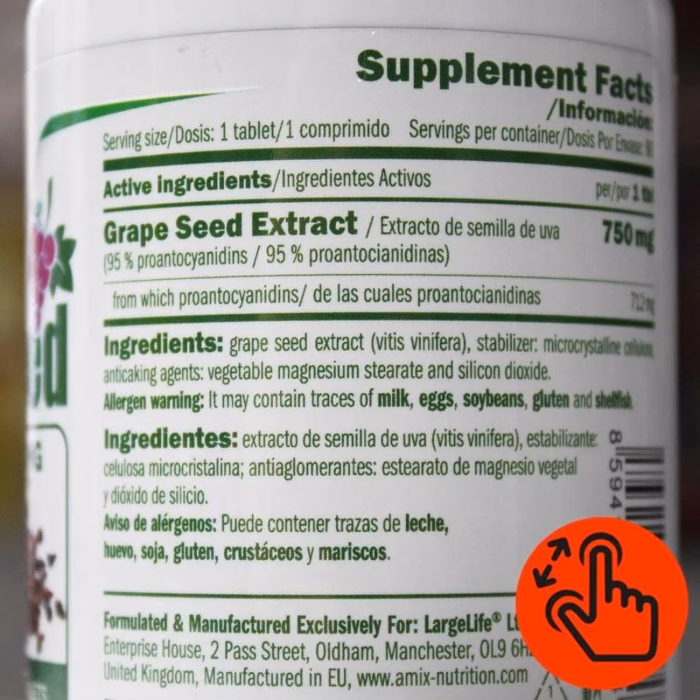 Amix Grape Seed Extract 90 Tablets 4