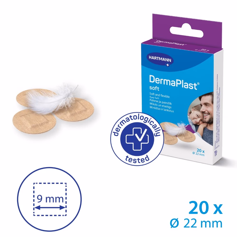 DermaPlast Soft Round Plasters 22mm 20s 2
