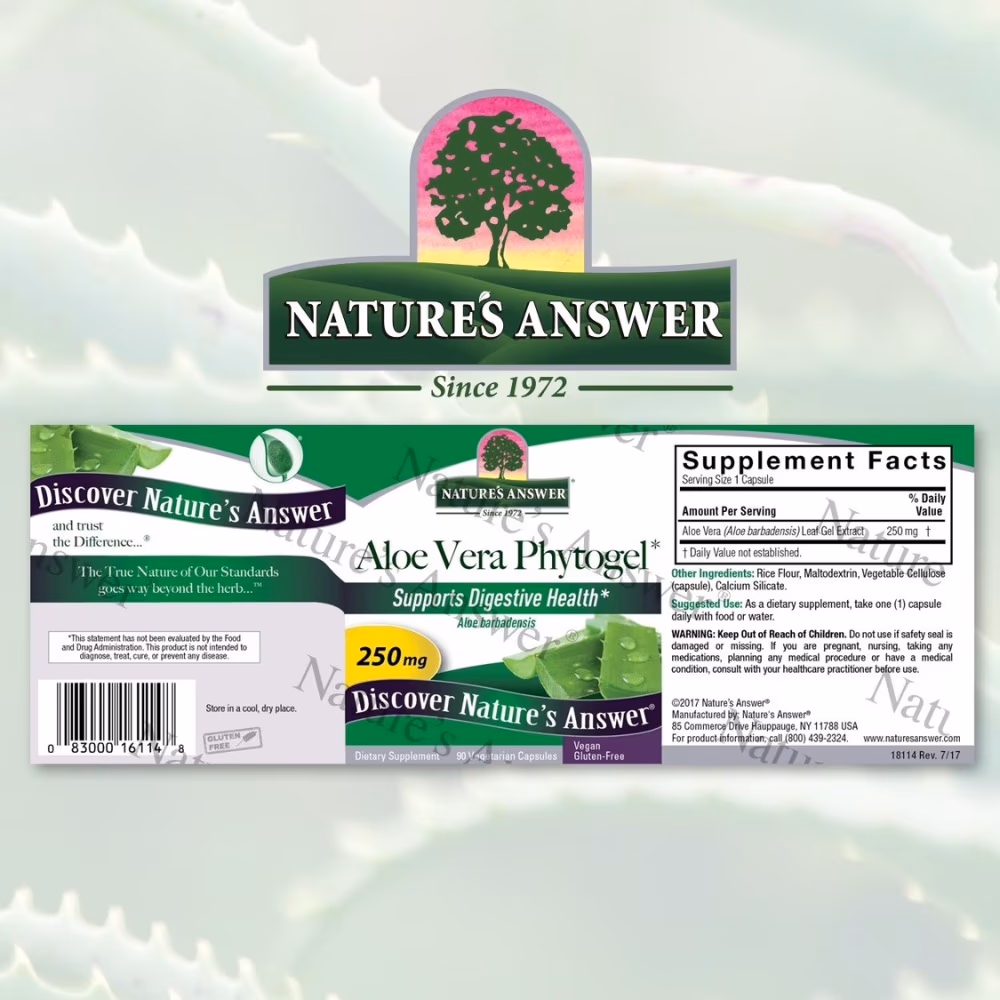 Natures Answer Aloe Vera 250mg-90 Capsules 2