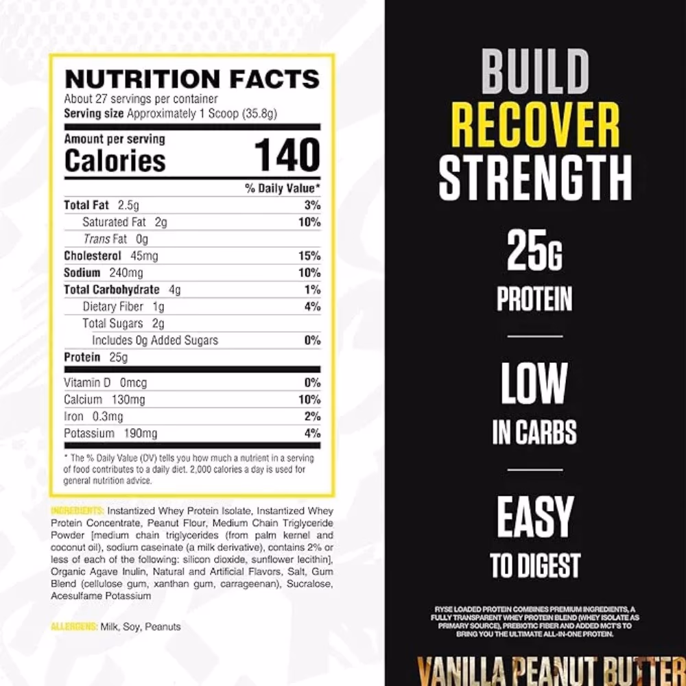 Ryse Loaded Protein Vanilla Peanut Butter 2.1lb 3
