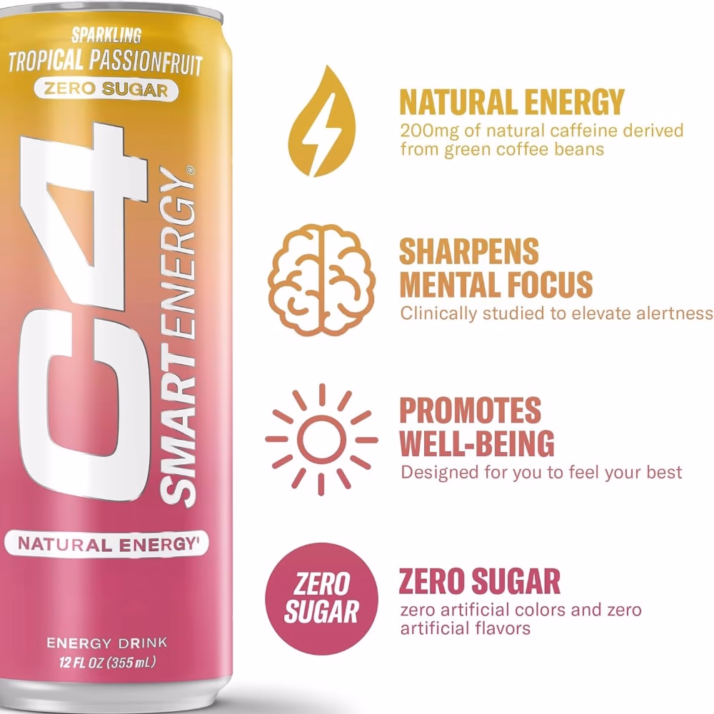 Cellucor C4 Smart Energy RTD Tropical Passion Fruit - 355ml 2