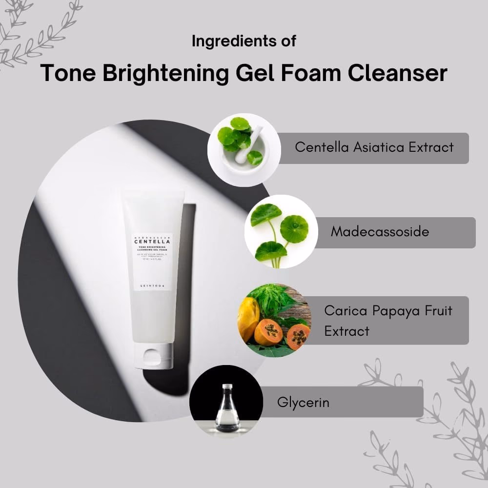 SKIN1004 Centella Tone Brightening Cleansing Gel Foam 125ml – Brightening & Hydrating Face Cleanser 4