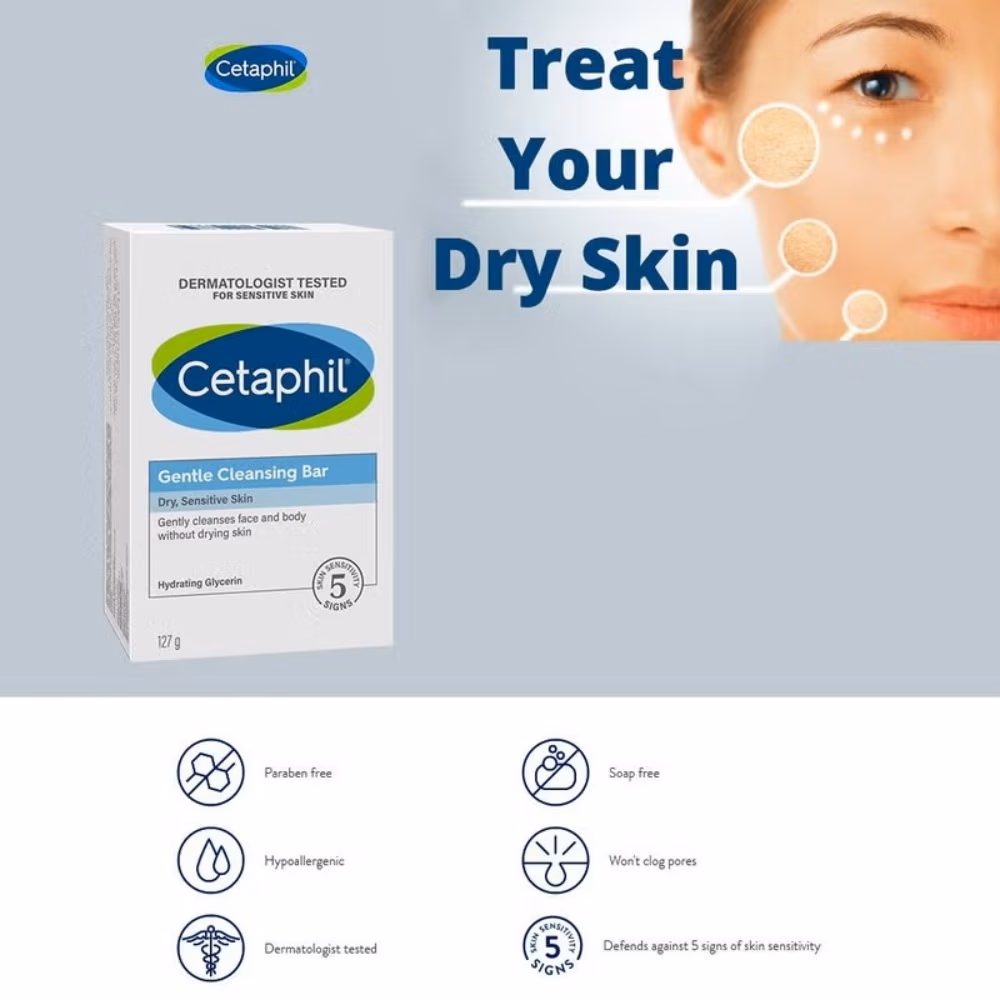 Cetaphil Gentle Cleansing Bar 127g – Soap-Free Daily Cleanser for Dry & Sensitive Skin 2