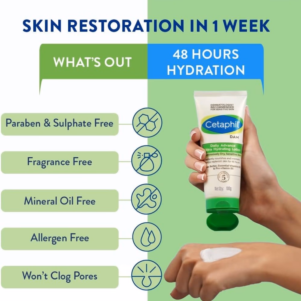 Cetaphil Daily Advance Ultra Hydrating Lotion 225g – Long-Lasting Moisturizer for Dry to Very Dry Skin 3