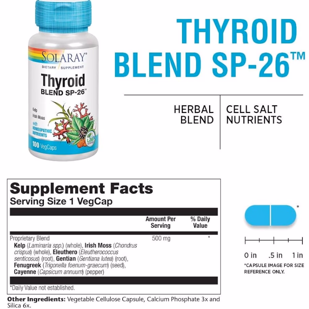 Solaray Thyroid Blend 100 Veg Caps 2