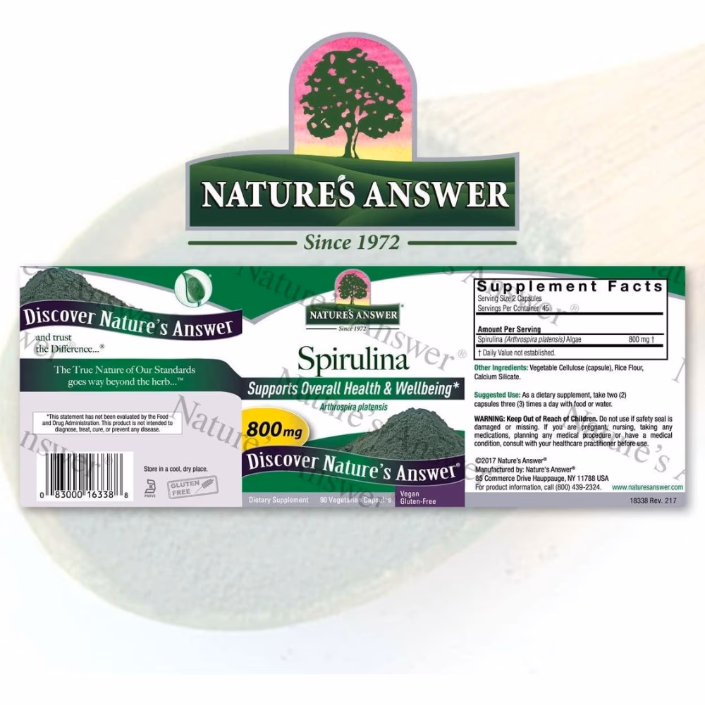 Natures Answer Spirulina 800mg-90 Capsules 5