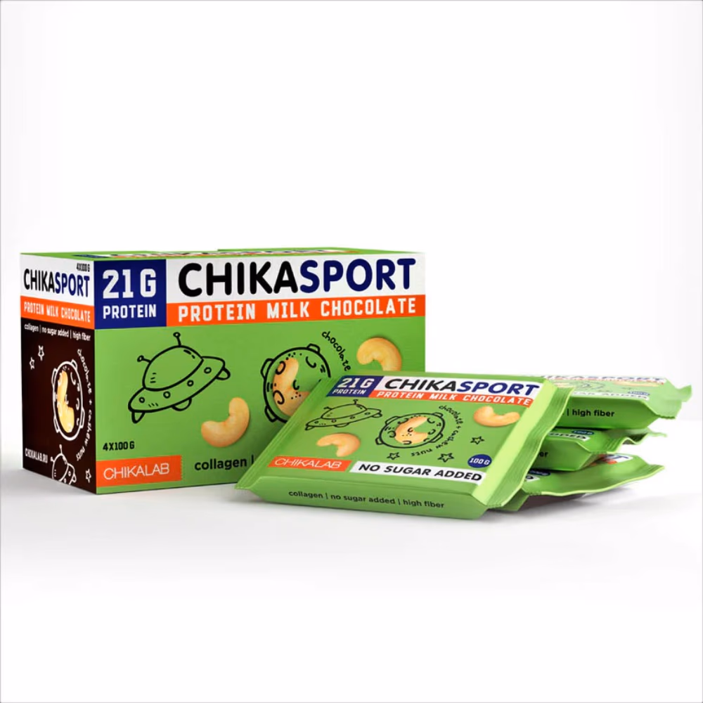 Chikalab Chikasport Bar Chocolate Cashew 100g – High-Protein Chocolate Bar with Cashew Pieces 3