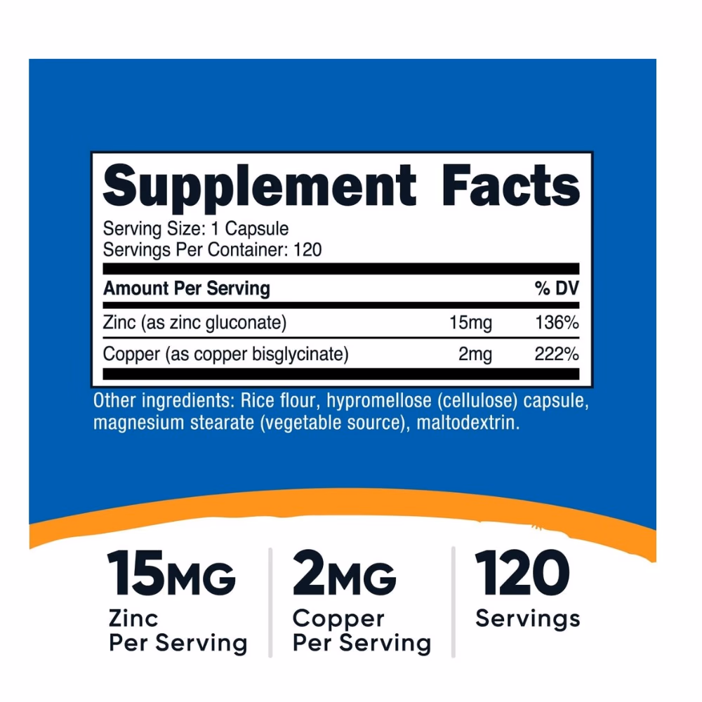 Nutricost Zinc Plus Copper 120 Capsules 3