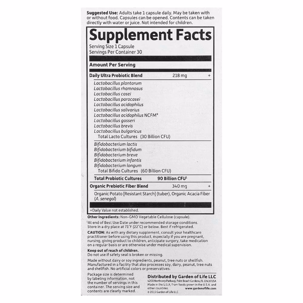 Garden of Life Dr.Formulated Probiotics Once Daily Ultra 90Billion 30S 2