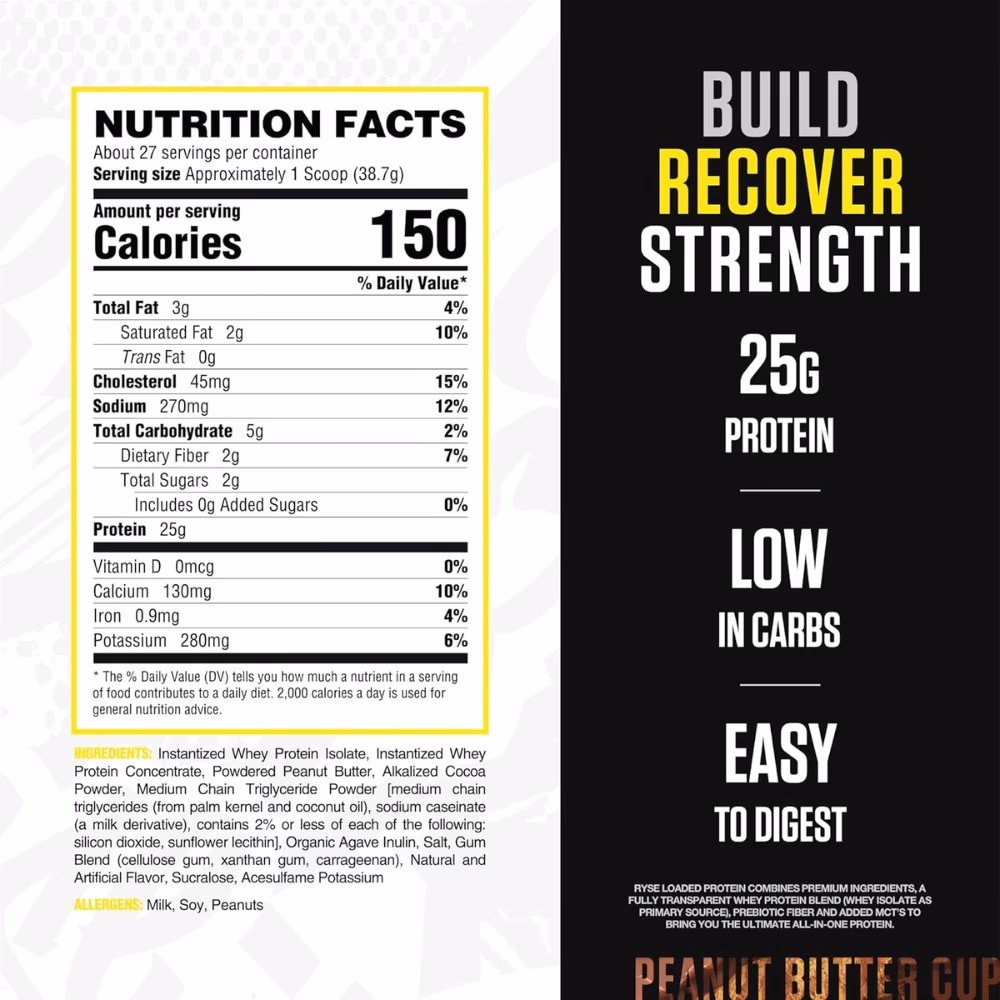 Ryse Loaded Protein Drink Mix Peanut Butter Cup 2.3lb 2