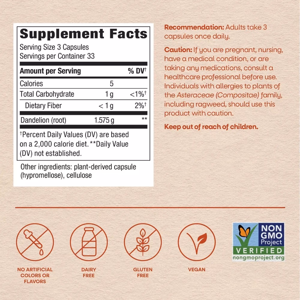 Natures Way Dandelion Root -100 Capsules 3