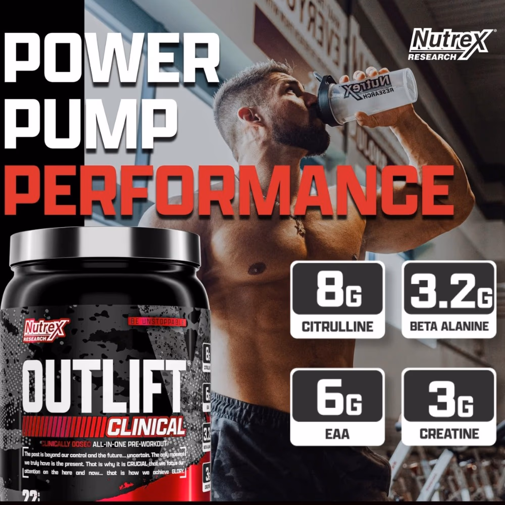 Nutrex Outlift Clinical Fruit Punch 22 Servings – Pre-Workout Supplement 3