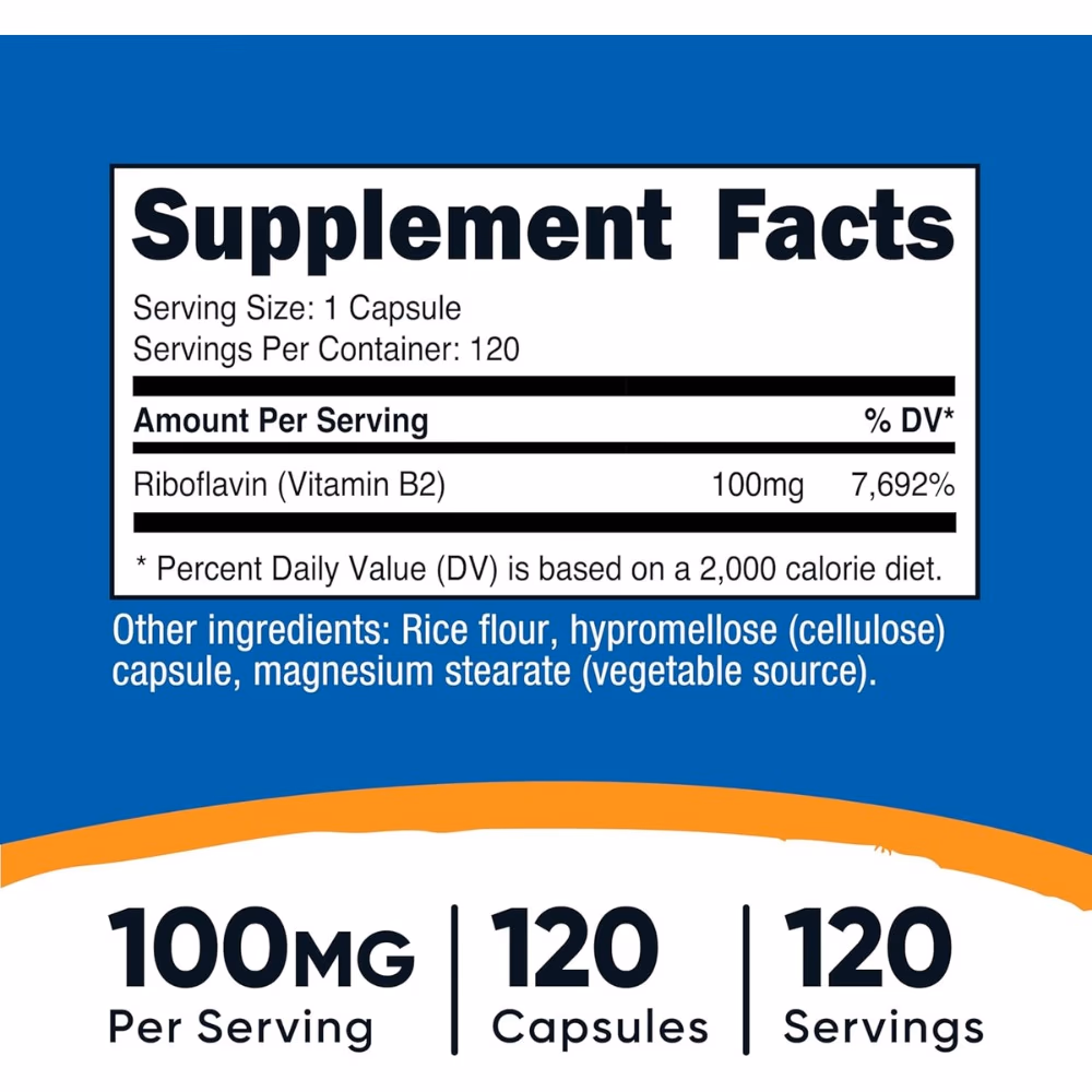 Nutricost Vitamin B2 100mg-120 Capsules  2