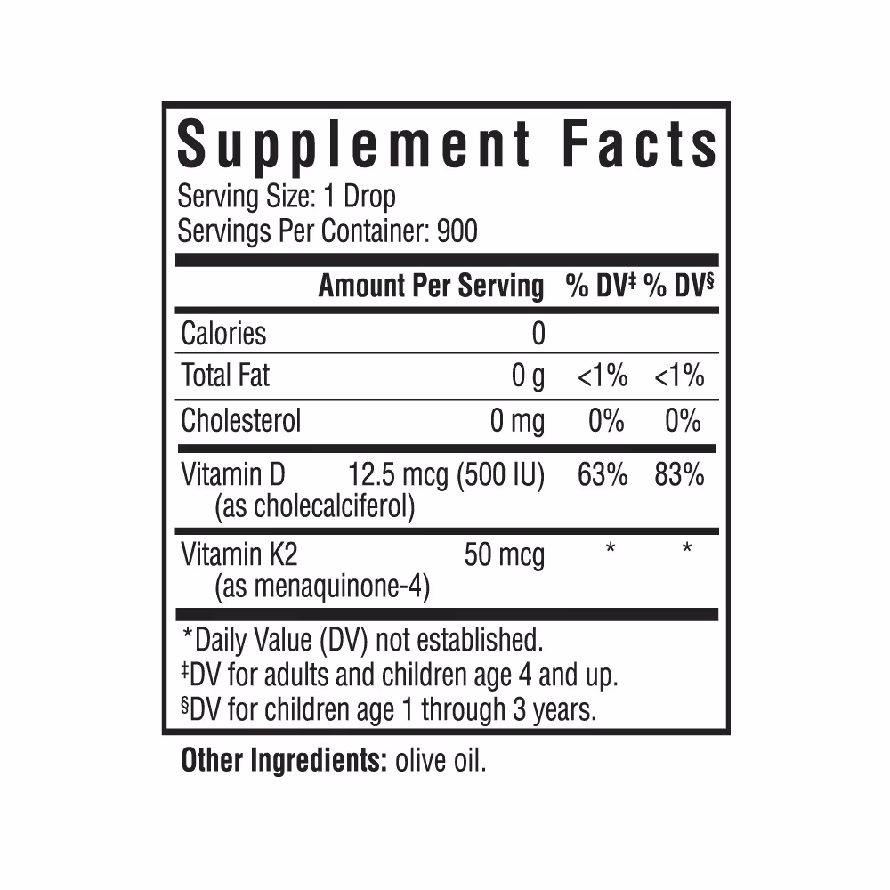 Seeking Health Vitamin D3 + K2 Drops 30ml 3