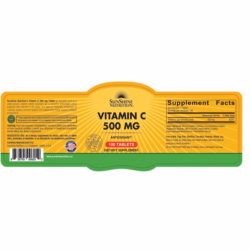 Sunshine Vitamin C 500mg 100 Tablets 3